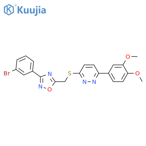 3-({[3-(3-bromophenyl)-1,2,4-oxadiazol-5-yl]methyl}sulfanyl)-6-(3,4-dimethoxyphenyl)pyridazine structure