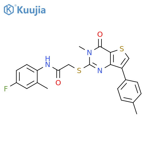 N-(4-fluoro-2-methylphenyl)-2-{[3-methyl-7-(4-methylphenyl)-4-oxo-3H,4H-thieno[3,2-d]pyrimidin-2-yl]sulfanyl}acetamide structure