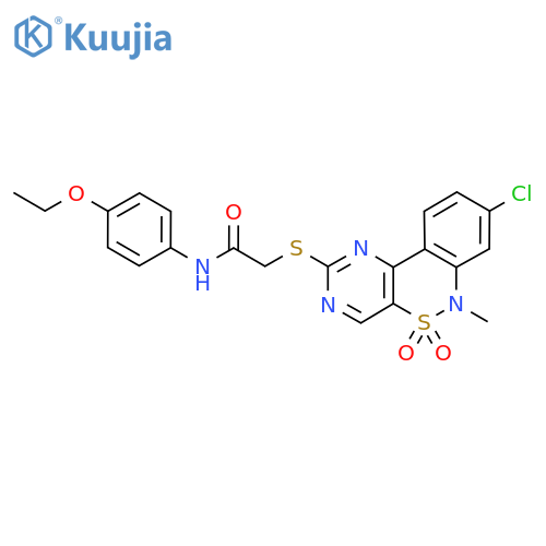 2-({12-chloro-9-methyl-8,8-dioxo-8lambda6-thia-3,5,9-triazatricyclo[8.4.0.0^{2,7}]tetradeca-1(14),2(7),3,5,10,12-hexaen-4-yl}sulfanyl)-N-(4-ethoxyphenyl)acetamide structure