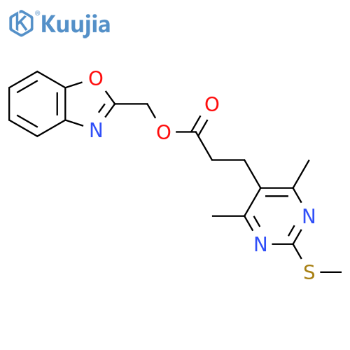 (1,3-Benzoxazol-2-yl)methyl 3-[4,6-dimethyl-2-(methylsulfanyl)pyrimidin-5-yl]propanoate structure