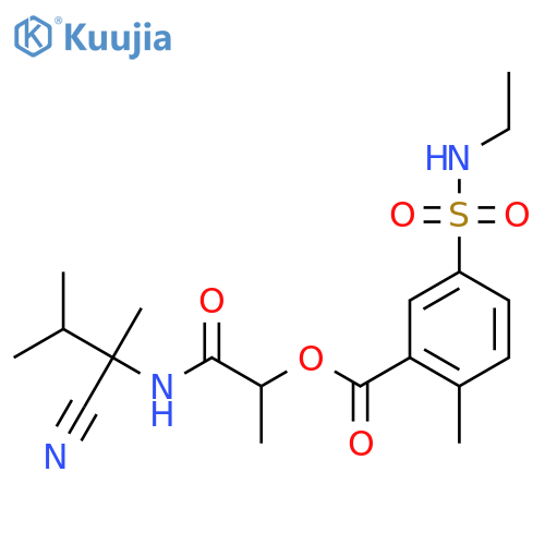 1-[(1-Cyano-1,2-dimethylpropyl)carbamoyl]ethyl 5-(ethylsulfamoyl)-2-methylbenzoate structure