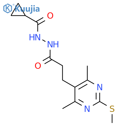 N'-cyclopropanecarbonyl-3-[4,6-dimethyl-2-(methylsulfanyl)pyrimidin-5-yl]propanehydrazide structure