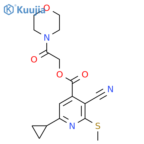 2-(Morpholin-4-yl)-2-oxoethyl 3-cyano-6-cyclopropyl-2-(methylsulfanyl)pyridine-4-carboxylate structure