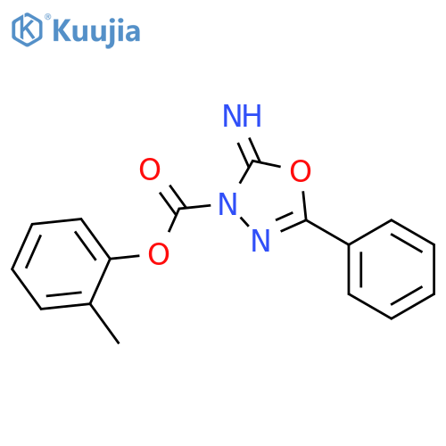 1,3,4-Oxadiazole-3(2H)-carboxylic acid, 2-imino-5-phenyl-, 2-methylphenyl ester structure