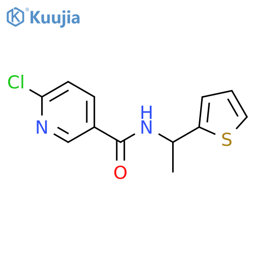 6-chloro-N-1-(thiophen-2-yl)ethylpyridine-3-carboxamide structure