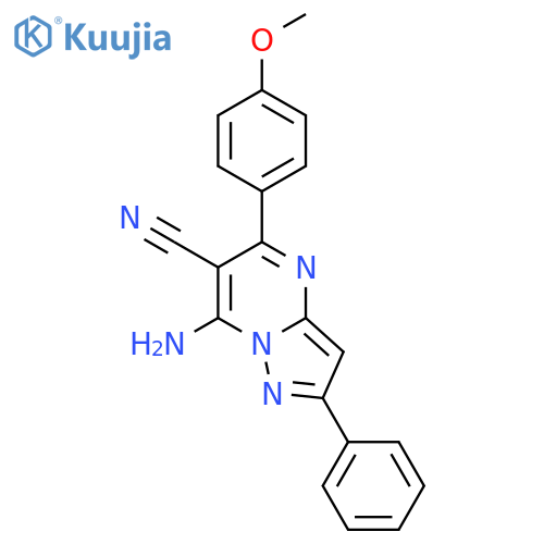 Pyrazolo[1,5-a]pyrimidine-6-carbonitrile, 7-amino-5-(4-methoxyphenyl)-2-phenyl- structure