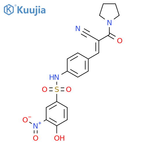 N-[4-[(E)-2-cyano-3-oxo-3-pyrrolidin-1-ylprop-1-enyl]phenyl]-4-hydroxy-3-nitrobenzenesulfonamide structure