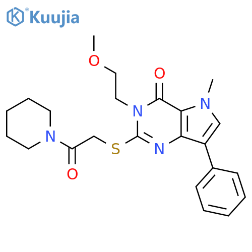 3-(2-methoxyethyl)-5-methyl-2-{[2-oxo-2-(piperidin-1-yl)ethyl]sulfanyl}-7-phenyl-3H,4H,5H-pyrrolo[3,2-d]pyrimidin-4-one structure