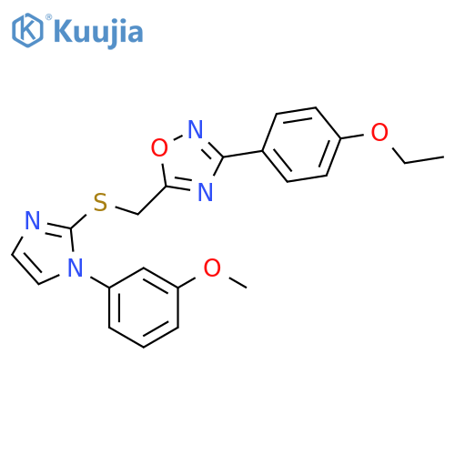 3-(4-ethoxyphenyl)-5-({[1-(3-methoxyphenyl)-1H-imidazol-2-yl]sulfanyl}methyl)-1,2,4-oxadiazole structure