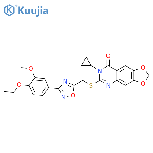 7-cyclopropyl-6-({[3-(4-ethoxy-3-methoxyphenyl)-1,2,4-oxadiazol-5-yl]methyl}sulfanyl)-2H,7H,8H-[1,3]dioxolo[4,5-g]quinazolin-8-one structure