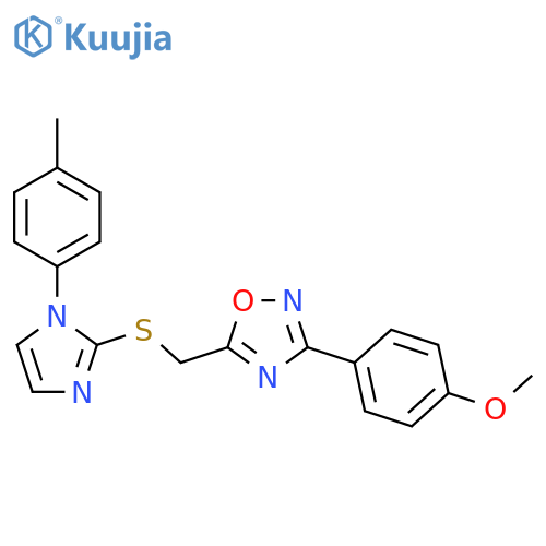 3-(4-methoxyphenyl)-5-({[1-(4-methylphenyl)-1H-imidazol-2-yl]sulfanyl}methyl)-1,2,4-oxadiazole structure