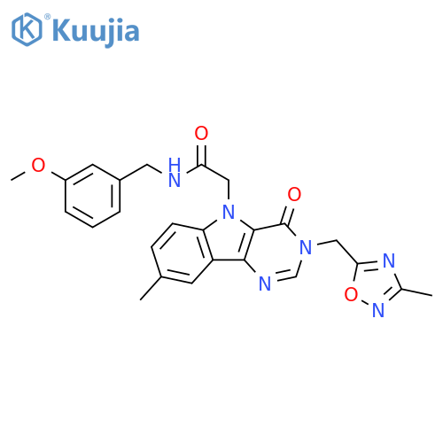 N-[(3-methoxyphenyl)methyl]-2-{8-methyl-3-[(3-methyl-1,2,4-oxadiazol-5-yl)methyl]-4-oxo-3H,4H,5H-pyrimido[5,4-b]indol-5-yl}acetamide structure