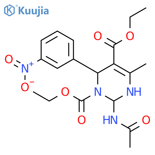 1,5(2H)-Pyrimidinedicarboxylic acid, 2-(acetylamino)-3,6-dihydro-4-methyl-6-(3-nitrophenyl)-, diethyl ester structure