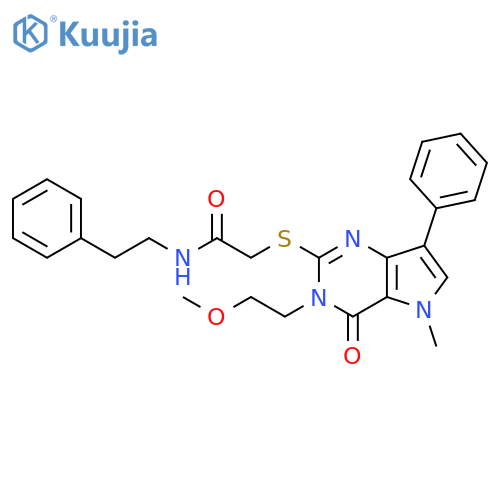 2-{[3-(2-methoxyethyl)-5-methyl-4-oxo-7-phenyl-3H,4H,5H-pyrrolo[3,2-d]pyrimidin-2-yl]sulfanyl}-N-(2-phenylethyl)acetamide structure