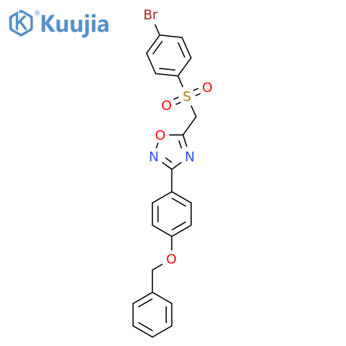 3-4-(benzyloxy)phenyl-5-(4-bromobenzenesulfonyl)methyl-1,2,4-oxadiazole structure