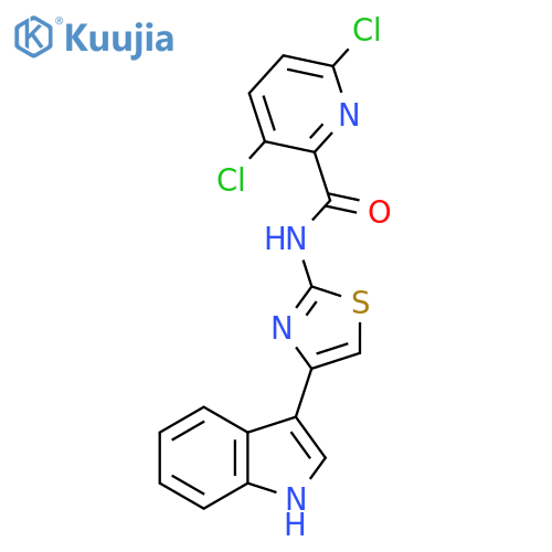 3,6-dichloro-N-[4-(1H-indol-3-yl)-1,3-thiazol-2-yl]pyridine-2-carboxamide structure