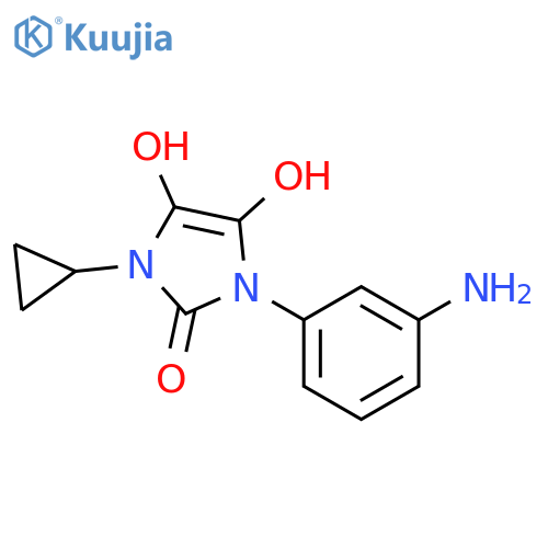 1-(3-aminophenyl)-3-cyclopropyl-4,5-dihydroxy-2,3-dihydro-1H-imidazol-2-one structure