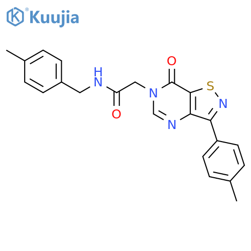 2-[3-(4-methylphenyl)-7-oxo-6H,7H-[1,2]thiazolo[4,5-d]pyrimidin-6-yl]-N-[(4-methylphenyl)methyl]acetamide structure