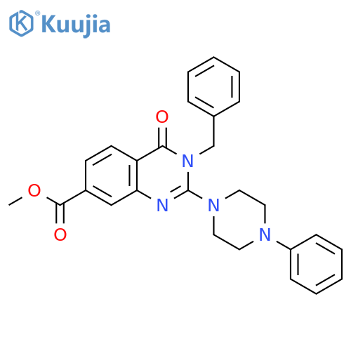 methyl 3-benzyl-4-oxo-2-(4-phenylpiperazin-1-yl)-3,4-dihydroquinazoline-7-carboxylate structure
