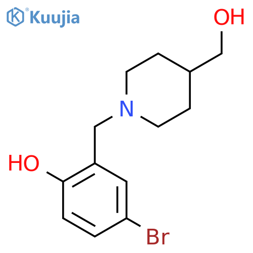 4-Bromo-2-((4-(hydroxymethyl)piperidin-1-yl)methyl)phenol structure