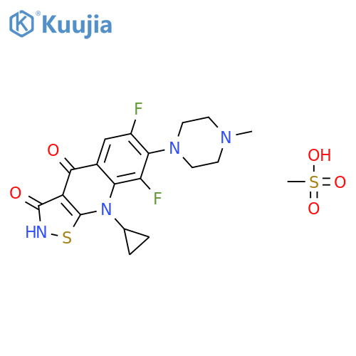Isothiazolo[5,4-b]quinoline-3,4(2H,9H)-dione, 9-cyclopropyl-6,8-difluoro-7-(4-methyl-1-piperazinyl)-, methanesulfonate structure