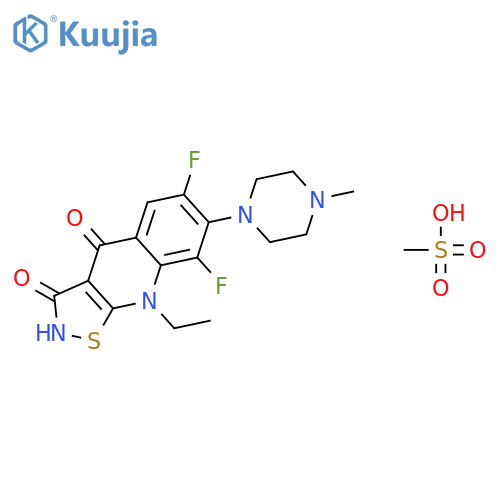 Isothiazolo[5,4-b]quinoline-3,4(2H,9H)-dione, 9-ethyl-6,8-difluoro-7-(4-methyl-1-piperazinyl)-, methanesulfonate structure