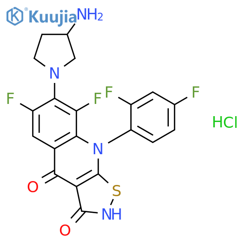 Isothiazolo[5,4-b]quinoline-3,4(2H,9H)-dione, 7-(3-amino-1-pyrrolidinyl)-9-(2,4-difluorophenyl)-6,8-difluoro-, hydrochloride structure