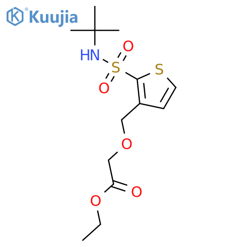 Acetic acid, [[2-[[(1,1-dimethylethyl)amino]sulfonyl]-3-thienyl]methoxy]-,ethyl ester structure