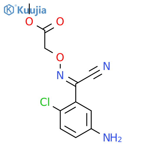 Acetic acid, [[[(5-amino-2-chlorophenyl)cyanomethylene]amino]oxy]-, methyl ester structure