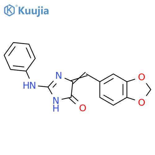 (5Z)-2-Anilino-5-(1,3-benzodioxol-5-ylmethylidene)-1H-imidazol-4-one structure