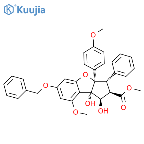 1H-Cyclopenta[b]benzofuran-2-carboxylic acid, 2,3,3a,8b-tetrahydro-1,8b-dihydroxy-8-methoxy-3a-(4-methoxyphenyl)-3-phenyl-6-(phenylmethoxy)-, methyl ester, (1R,2R,3S,3aR,8bS)- structure