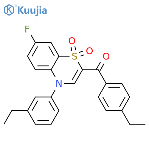 2-(4-ethylbenzoyl)-4-(3-ethylphenyl)-7-fluoro-4H-1lambda6,4-benzothiazine-1,1-dione structure