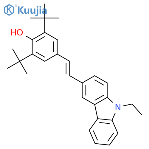 Phenol, 2,6-bis(1,1-dimethylethyl)-4-[2-(9-ethyl-9H-carbazol-3-yl)ethenyl]- structure