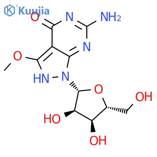 4H-Pyrazolo[3,4-d]pyrimidin-4-one,6-amino-1,5-dihydro-3-methoxy-1-b-D-ribofuranosyl- structure