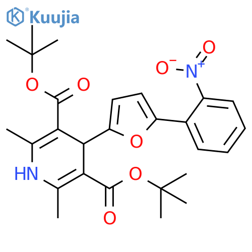 3,5-Pyridinedicarboxylic acid,1,4-dihydro-2,6-dimethyl-4-[5-(2-nitrophenyl)-2-furanyl]-,bis(1,1-dimethylethyl) ester structure