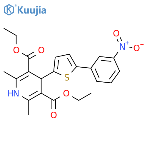 3,5-Pyridinedicarboxylic acid,1,4-dihydro-2,6-dimethyl-4-[5-(3-nitrophenyl)-2-thienyl]-, diethyl ester structure