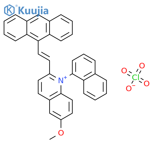 Quinolinium, 2-[2-(9-anthracenyl)ethenyl]-6-methoxy-1-(1-naphthalenyl)-, perchlorate structure