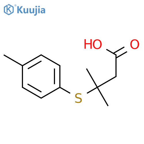 Butanoic acid, 3-methyl-3-[(4-methylphenyl)thio]- structure