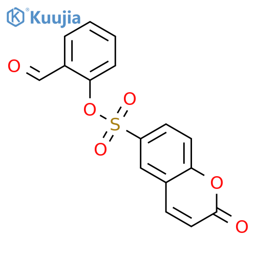 2H-1-Benzopyran-6-sulfonic acid, 2-oxo-, 2-formylphenyl ester structure