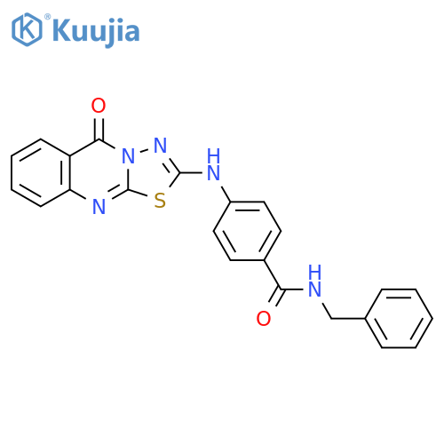 N-benzyl-4-({5-oxo-5H-[1,3,4]thiadiazolo[2,3-b]quinazolin-2-yl}amino)benzamide structure