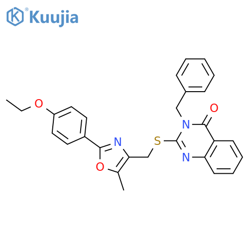 3-benzyl-2-({[2-(4-ethoxyphenyl)-5-methyl-1,3-oxazol-4-yl]methyl}sulfanyl)-3,4-dihydroquinazolin-4-one structure