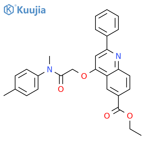 ethyl 4-({[(4-methylphenyl)methyl]carbamoyl}methoxy)-2-phenylquinoline-6-carboxylate structure