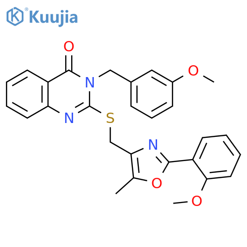 2-({[2-(2-methoxyphenyl)-5-methyl-1,3-oxazol-4-yl]methyl}sulfanyl)-3-[(3-methoxyphenyl)methyl]-3,4-dihydroquinazolin-4-one structure
