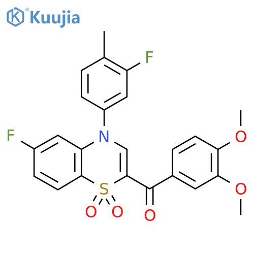 2-(3,4-dimethoxybenzoyl)-6-fluoro-4-(3-fluoro-4-methylphenyl)-4H-1lambda6,4-benzothiazine-1,1-dione structure