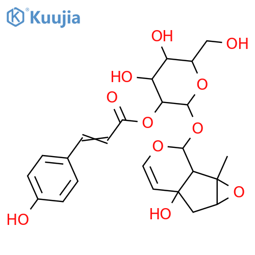 b-D-Glucopyranoside,(1aR,1bS,2S,5aS,6aS)-1a,1b,2,5a,6,6a-hexahydro-5a-hydroxy-1a-methyloxireno[4,5]cyclopenta[1,2-c]pyran-2-yl,2-[(2Z)-3-(4-hydroxyphenyl)-2-propenoate] (9CI) structure