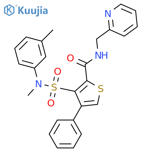 3-[methyl(3-methylphenyl)sulfamoyl]-4-phenyl-N-[(pyridin-2-yl)methyl]thiophene-2-carboxamide structure