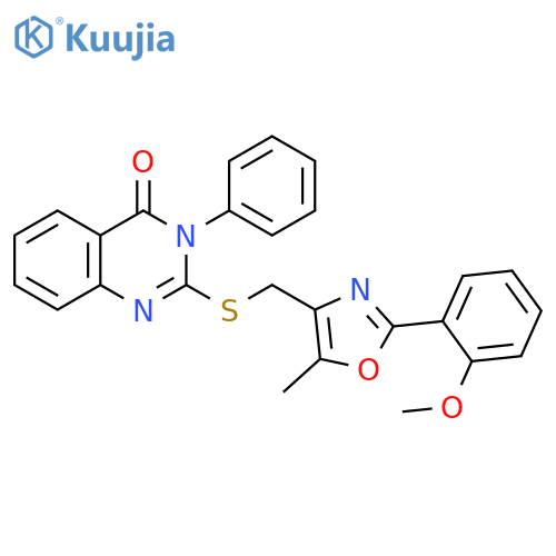 2-({[2-(2-methoxyphenyl)-5-methyl-1,3-oxazol-4-yl]methyl}sulfanyl)-3-phenyl-3,4-dihydroquinazolin-4-one structure