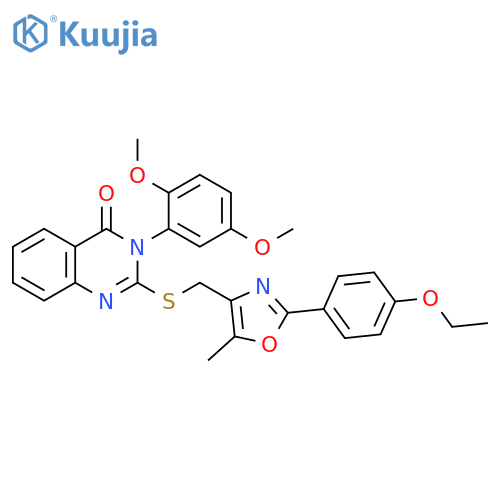 3-(2,5-dimethoxyphenyl)-2-({[2-(4-ethoxyphenyl)-5-methyl-1,3-oxazol-4-yl]methyl}sulfanyl)-3,4-dihydroquinazolin-4-one structure