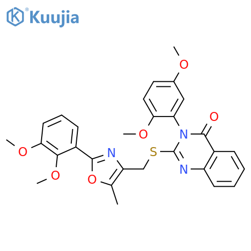 3-(2,5-dimethoxyphenyl)-2-({[2-(2,3-dimethoxyphenyl)-5-methyl-1,3-oxazol-4-yl]methyl}sulfanyl)-3,4-dihydroquinazolin-4-one structure