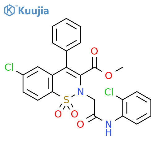 methyl 6-chloro-2-{[(2-chlorophenyl)carbamoyl]methyl}-1,1-dioxo-4-phenyl-2H-1lambda6,2-benzothiazine-3-carboxylate structure